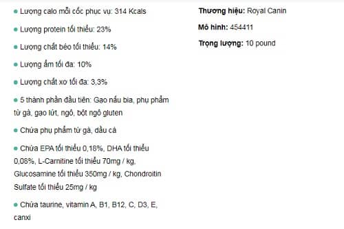 dinh dưỡng hạt khô royal canin cho pug